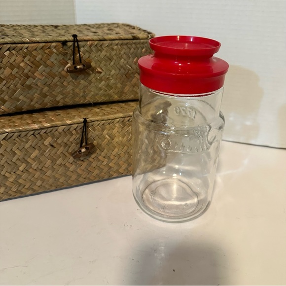Vintage Anchor Hocking Glass Jar with Red Plastic Lid - Picture 8 of 8